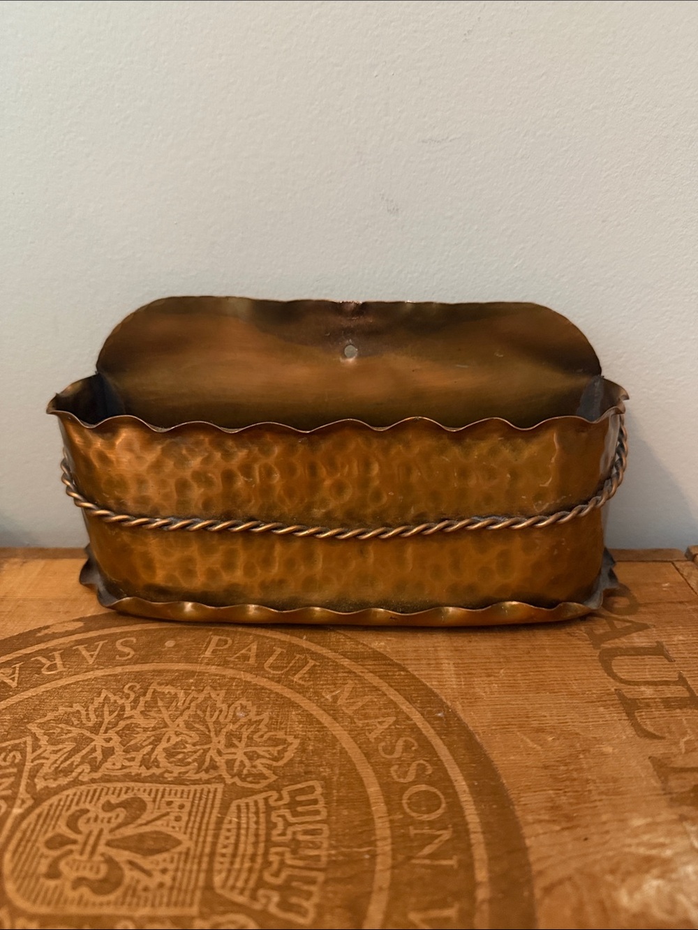 Vintage Hammered Copper Wall Planter